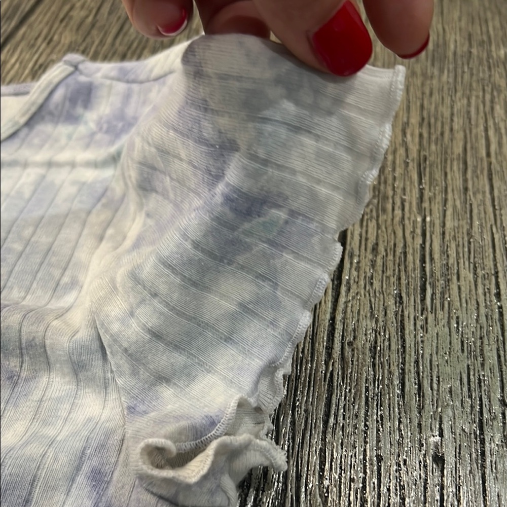 Abercrombie Kids Blue and White Ribbed Cap Sleeve T-Shirt - Picture 6 of 7